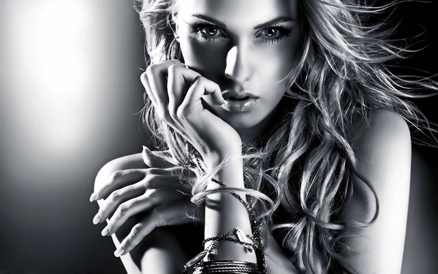 Woman long hair hands face free wallpaper for desktop - medium preview image