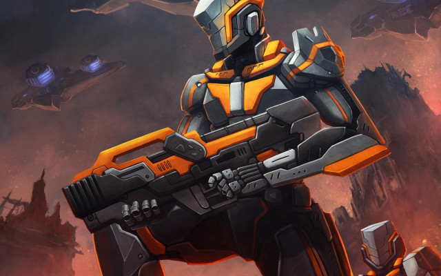 Space suit man robot planets free wallpaper for desktop - medium preview image