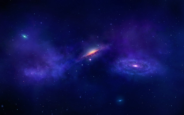 Large small galaxy blue light free wallpaper for desktop - medium preview image
