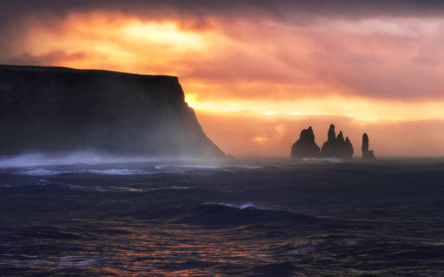 Ocean rocks sunset cloudy sky free wallpaper for desktop - medium preview image