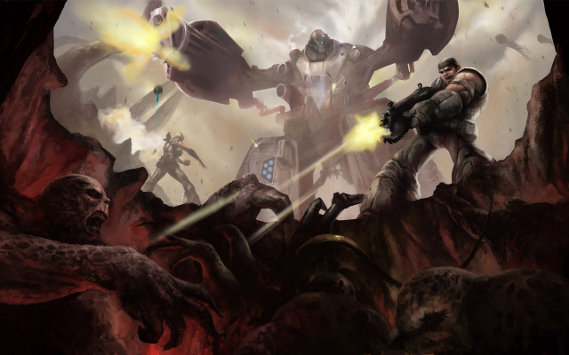 Man robot demon battle explosion free wallpaper for desktop - medium preview image