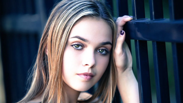 Woman fence long hair nails free wallpaper for desktop - medium preview image