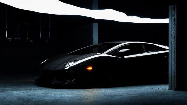 Black sports car dark room #28 free wallpaper for desktop - medium preview image