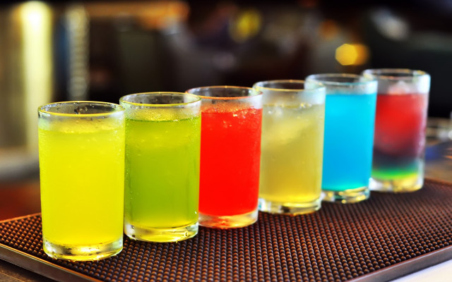 Glasses colored liquids tray table free wallpaper for desktop - medium preview image