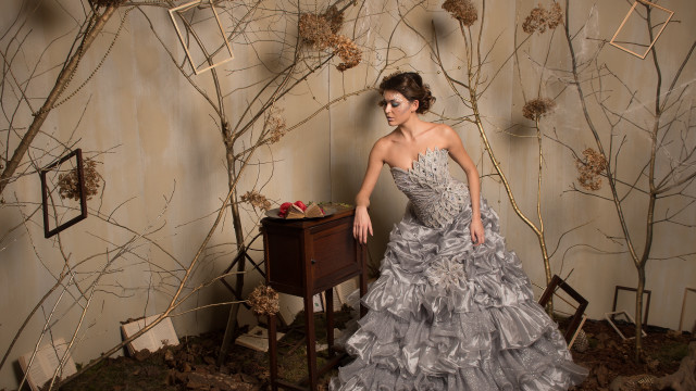 Woman dress branch wall outdoors free wallpaper for desktop - medium preview image