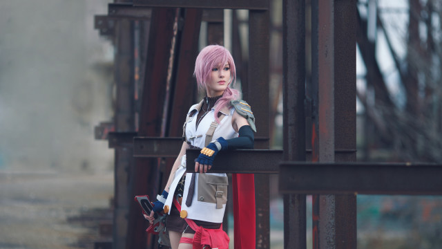 Pink hair bridge gun cosplay free wallpaper for desktop - medium preview image