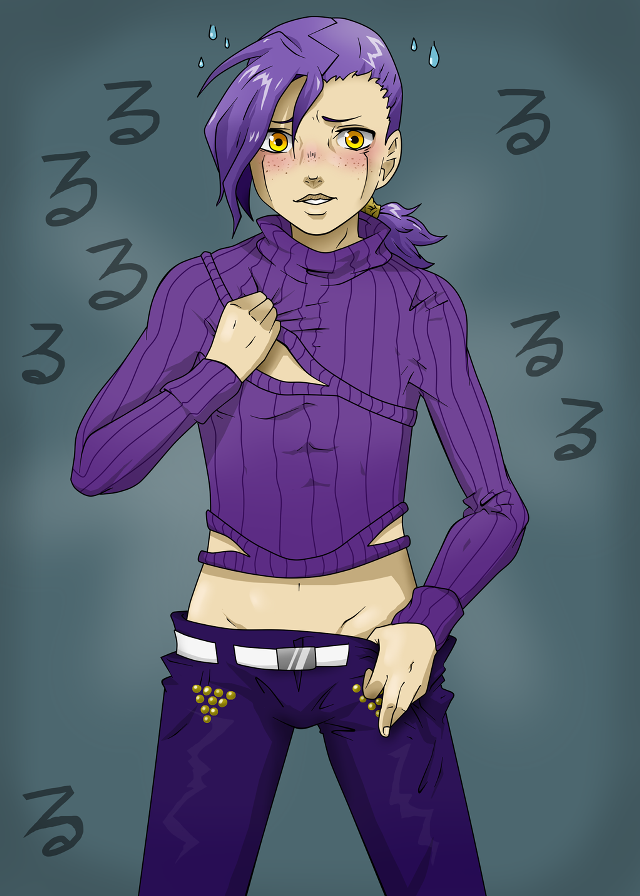 Woman purple hair purple shirt free wallpaper for mobile - medium preview image