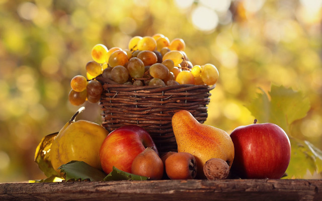 Basket fruit table tree automn free wallpaper for desktop - medium preview image