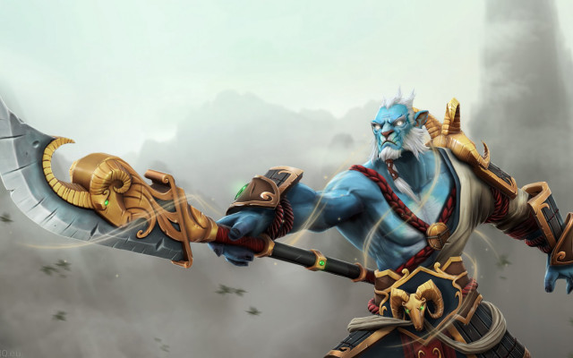 Blue man sword helmet mountain free wallpaper for desktop - medium preview image