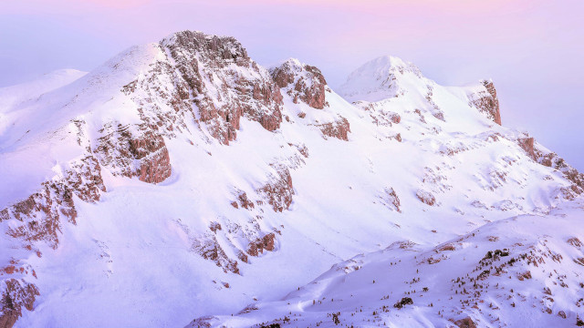 Mountain snowy pink sky clouds free wallpaper for desktop - medium preview image