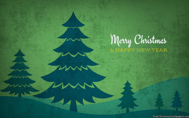 Green christmas card tree merry free wallpaper for desktop - medium preview image