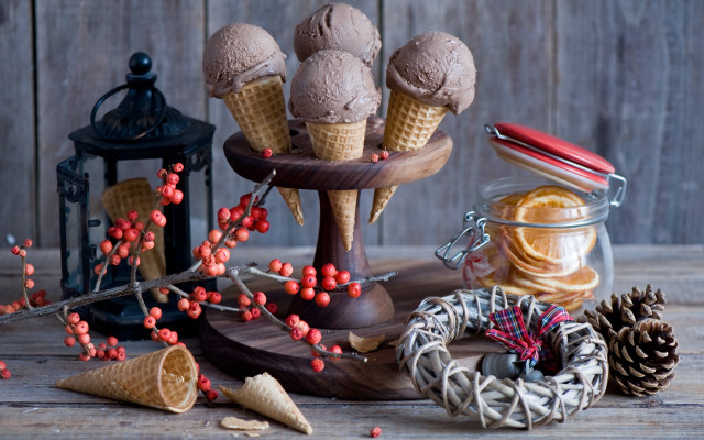 Table tray icecream cones cookies free wallpaper for desktop - medium preview image