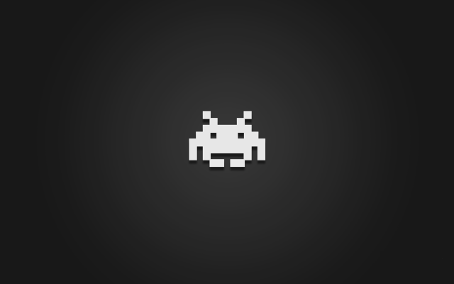 Black white space invader dark free wallpaper for desktop - medium preview image