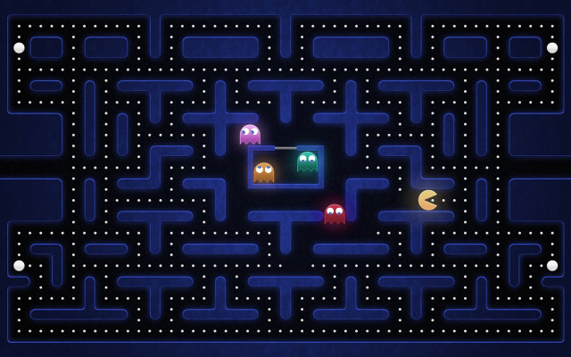 Pacman game moon screen pacman free wallpaper for desktop - medium preview image