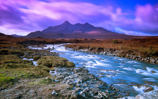River valley purple sky mountains free wallpaper for desktop - medium preview image