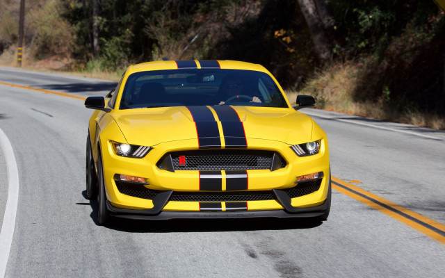 Yellow mustang driving road black free wallpaper for desktop - medium preview image