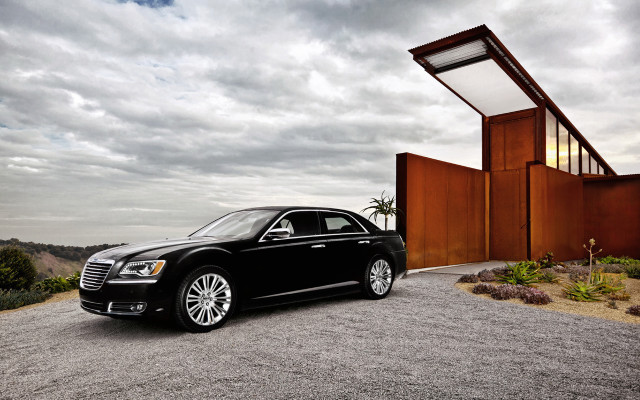 Black car building sky wooden free wallpaper for desktop - medium preview image