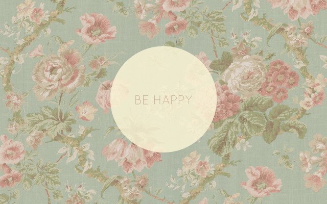 Floral wallpaper be happy pattern free wallpaper for desktop - medium preview image