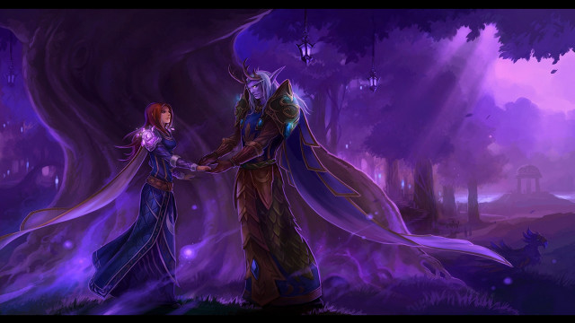 Forest couple glowing armor shaking free wallpaper for desktop - medium preview image