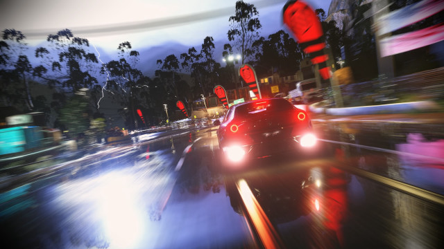 Car night redlights blurry cinematic free wallpaper for desktop - medium preview image