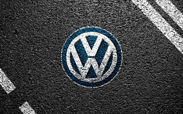 Volkswagen emblem black surface white free wallpaper for desktop - medium preview image