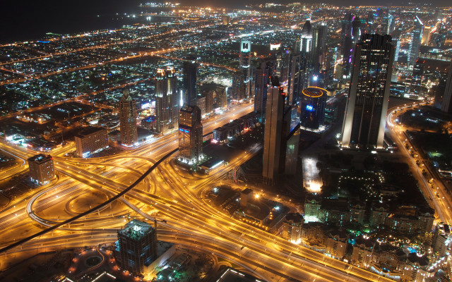 City night traffic lights architecture free wallpaper for desktop - medium preview image