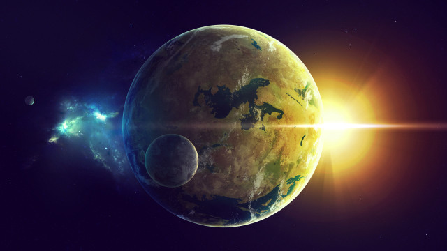 Planet sun star lens flare free wallpaper for desktop - medium preview image