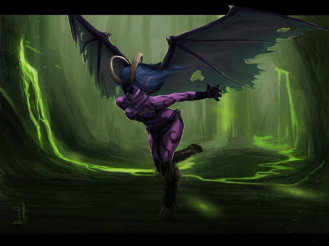 Woman dragon body wings forest free wallpaper for desktop - medium preview image