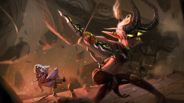 Woman horns demon face sword free wallpaper for desktop - medium preview image