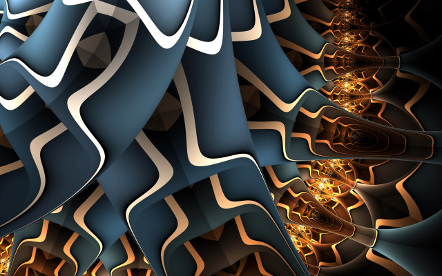 Blue gold abstract spiral fractals free wallpaper for desktop - medium preview image