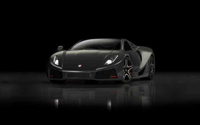 Black sports car reflection dark free wallpaper for desktop - medium preview image