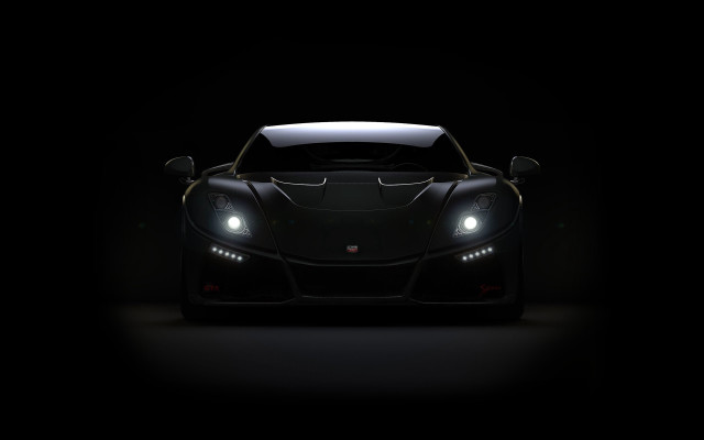 Black sports car headlights dark free wallpaper for desktop - medium preview image