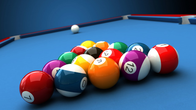 Pool balls cue center raytracing free wallpaper for desktop - medium preview image