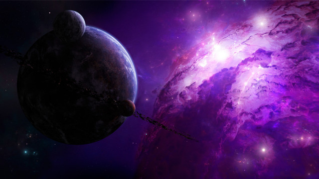 Space purple planet milky way free wallpaper for desktop - medium preview image