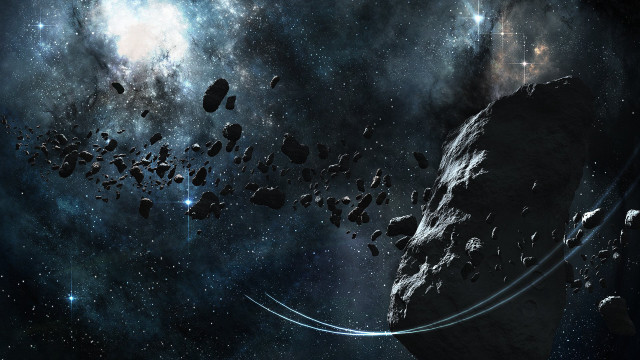 Space rock shooting star foreground free wallpaper for desktop - medium preview image