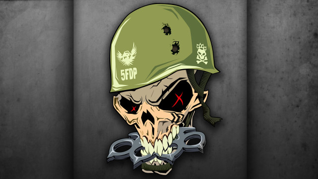 Skull green helmet scissors mask free wallpaper for desktop - medium preview image