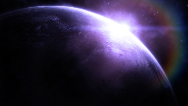 Purple planet rainbow star night free wallpaper for desktop - medium preview image