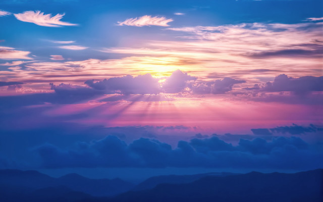 Sunset clouds bright sun plane free wallpaper for desktop - medium preview image