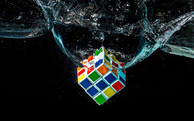 Floating rubik water bubbles splash free wallpaper for desktop - medium preview image