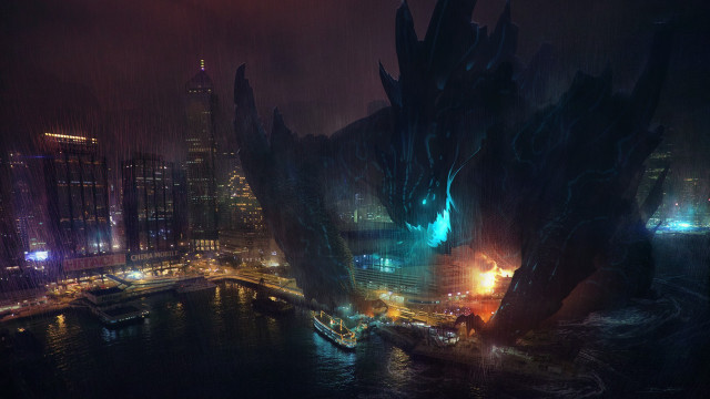City monster structure water night free wallpaper for desktop - medium preview image