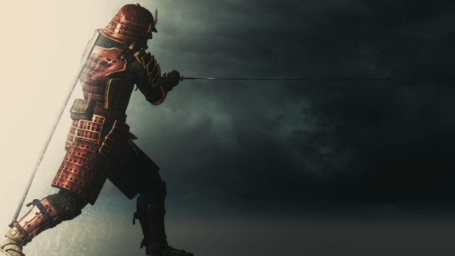 Man armor sword dark sky free wallpaper for desktop - medium preview image