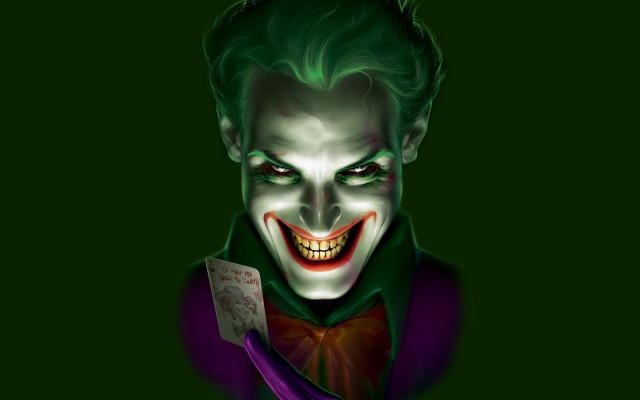 Joker card green background sinister free wallpaper for desktop - medium preview image