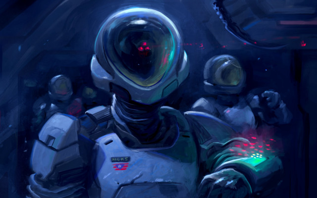 Space suit man glowing object free wallpaper for desktop - medium preview image