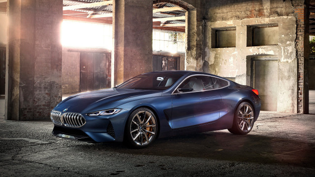 Blue bmw concept car building free wallpaper for desktop - medium preview image