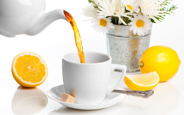 Tea pour lemons daisies flower free wallpaper for desktop - medium preview image