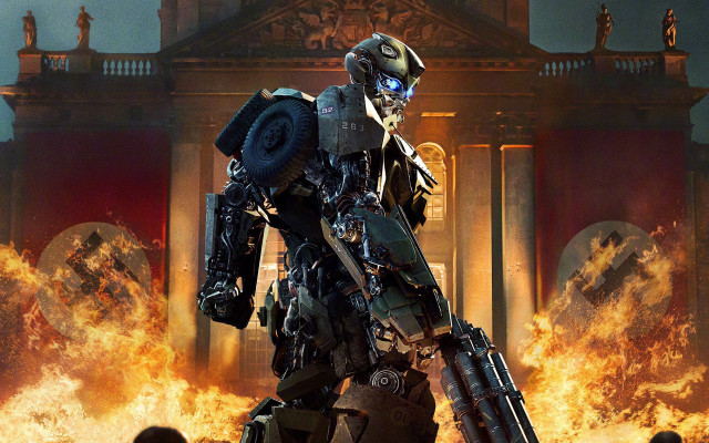 Robot firefighter building ember explosion free wallpaper for desktop - medium preview image