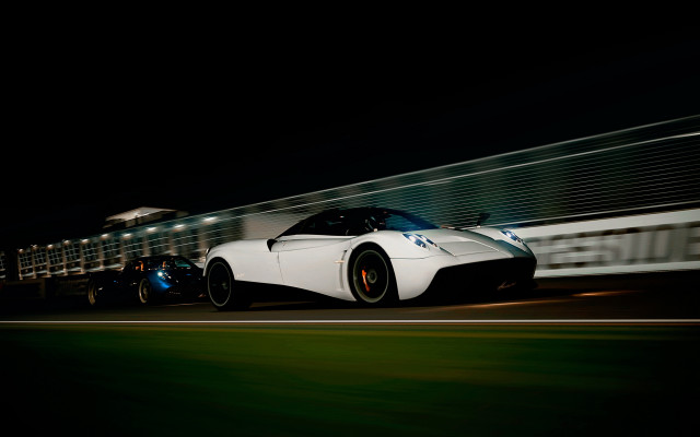 White sports car night train free wallpaper for desktop - medium preview image