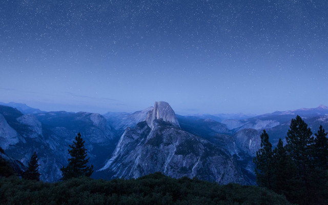 Mountain night sky stars trees #2 free wallpaper for desktop - medium preview image