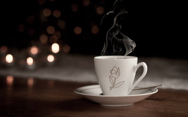 Coffee steam saucer candles morning free wallpaper for desktop - medium preview image