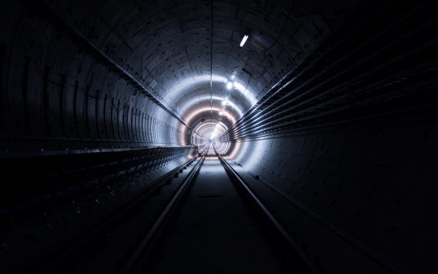 Dark tunnel light train track free wallpaper for desktop - medium preview image